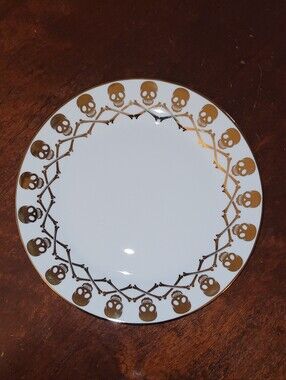 Ciroa Luxe - Gold Skull Porcelain Accent Dinner Plate - White and Gold